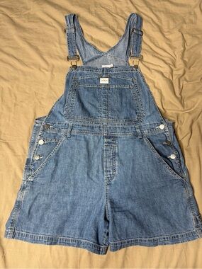 Vintage Calvin Klein Blue Stone Wash Denim Shorts Jean Overalls Women's Large